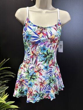 MS. DAISY Swim dress,adjustable straps,full coverage,tropical Floral